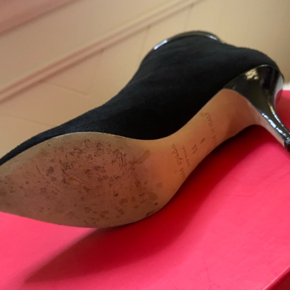 Trini Black Suede Bow | Black Patent Bow Boots - Picture 8 of 9